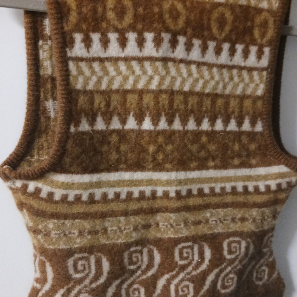 Brown Patterned Women's Sweater Vest - Picture 3 of 6